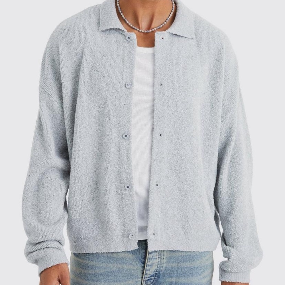 Men’s Boxy Fit Brushed Neck Cardigan